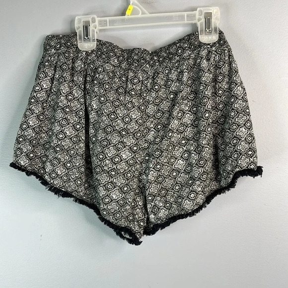 AMERICAN EAGLE Printed Bloomer Shorts Black White Fringed Elastic Drawstring M - Picture 5 of 10